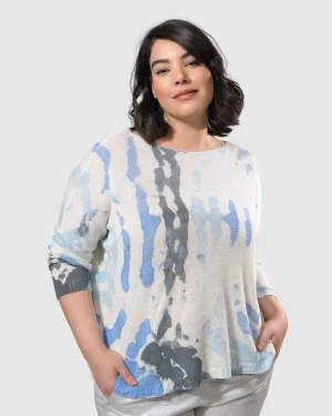 Women Alembika Watercolor Boxy Sweater, Nautical
