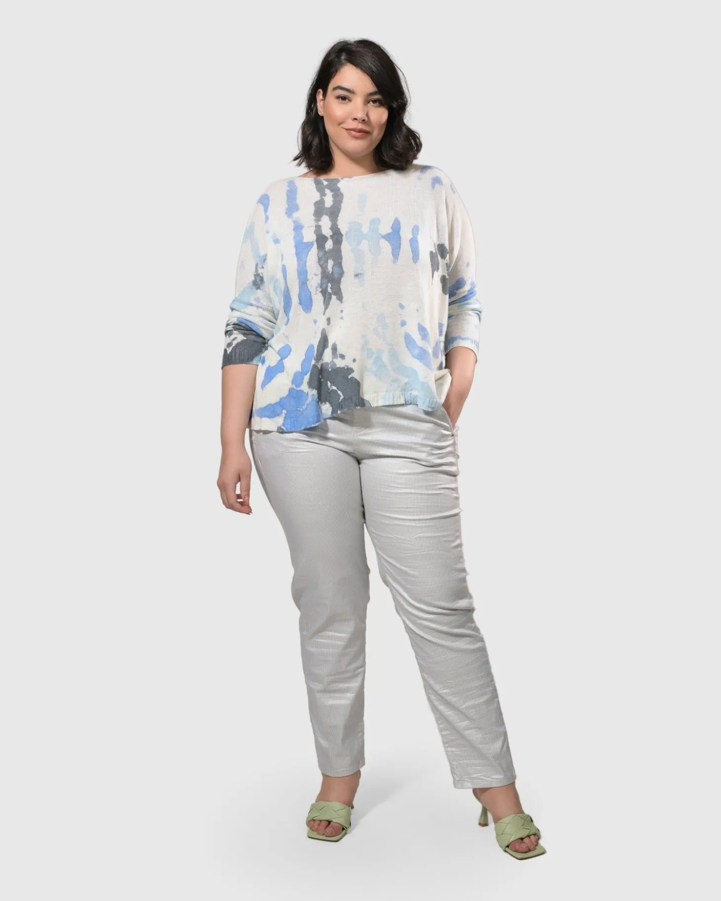 Women Alembika Watercolor Boxy Sweater, Nautical