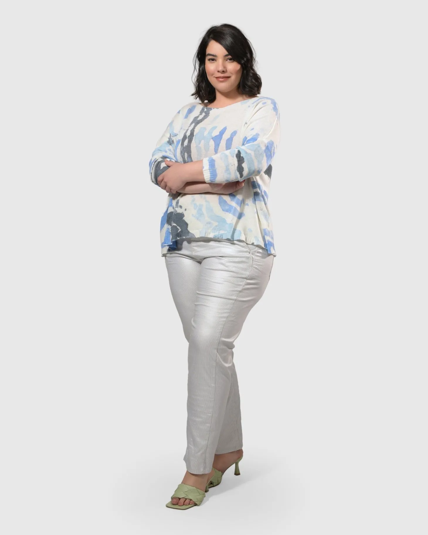 Women Alembika Watercolor Boxy Sweater, Nautical