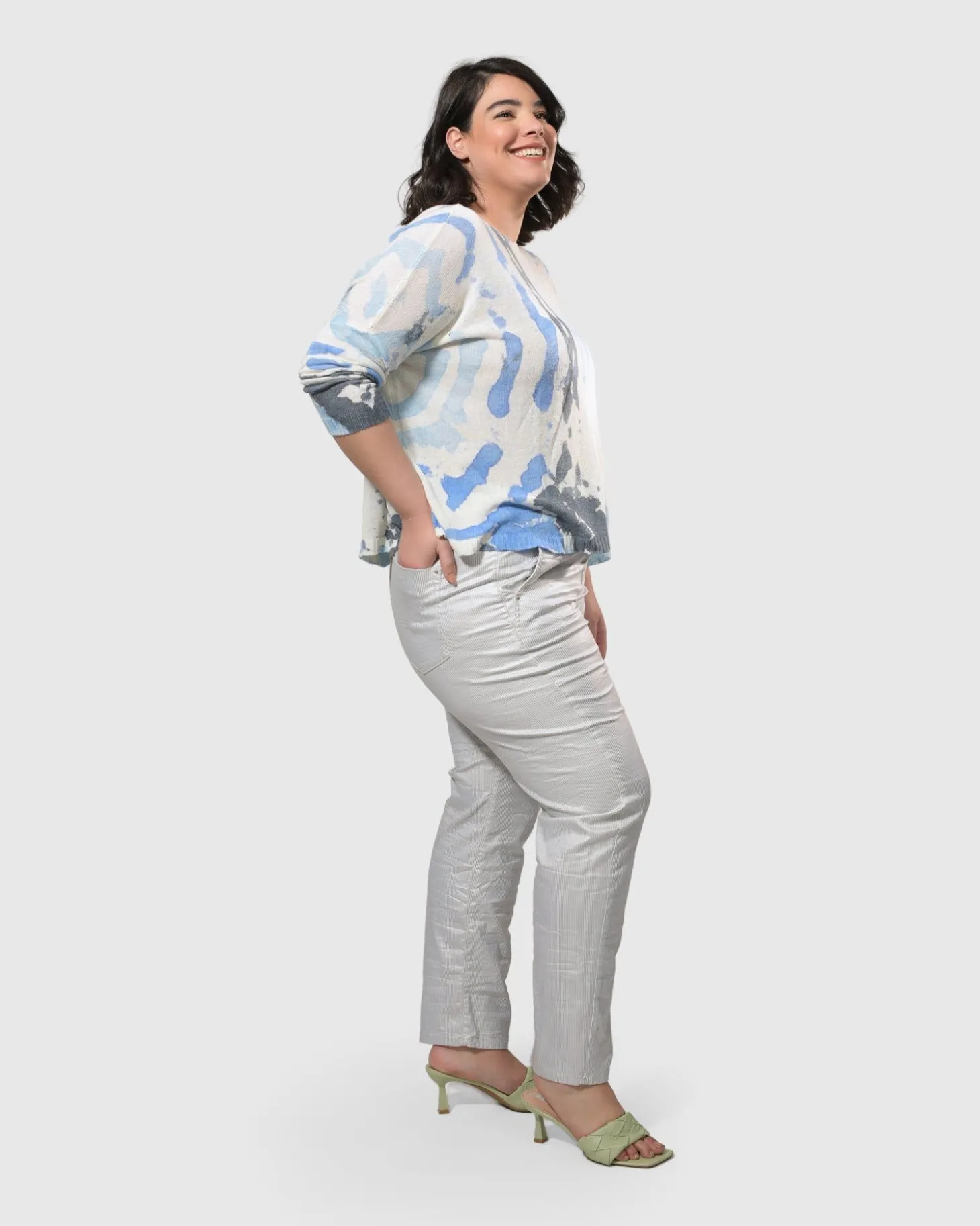 Women Alembika Watercolor Boxy Sweater, Nautical