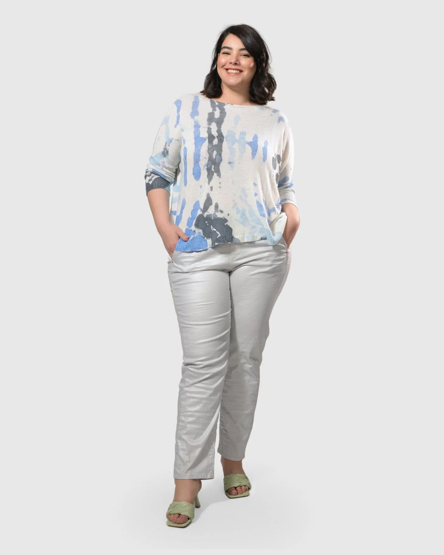 Women Alembika Watercolor Boxy Sweater, Nautical