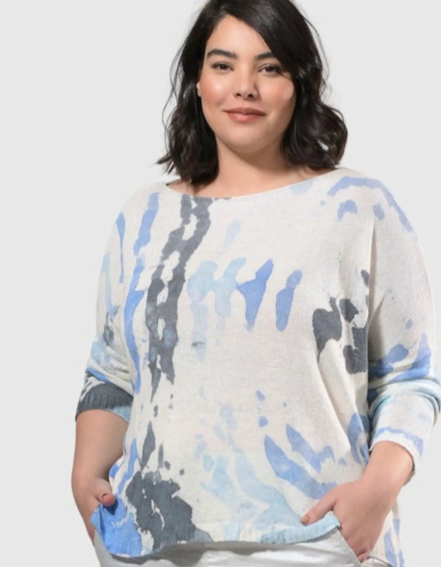 Women Alembika Watercolor Boxy Sweater, Nautical