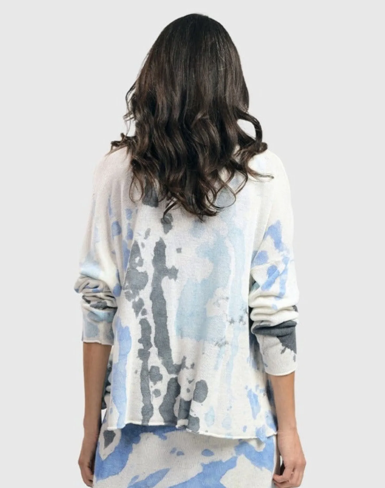 Women Alembika Watercolor Cardigan Sweater, Nautical