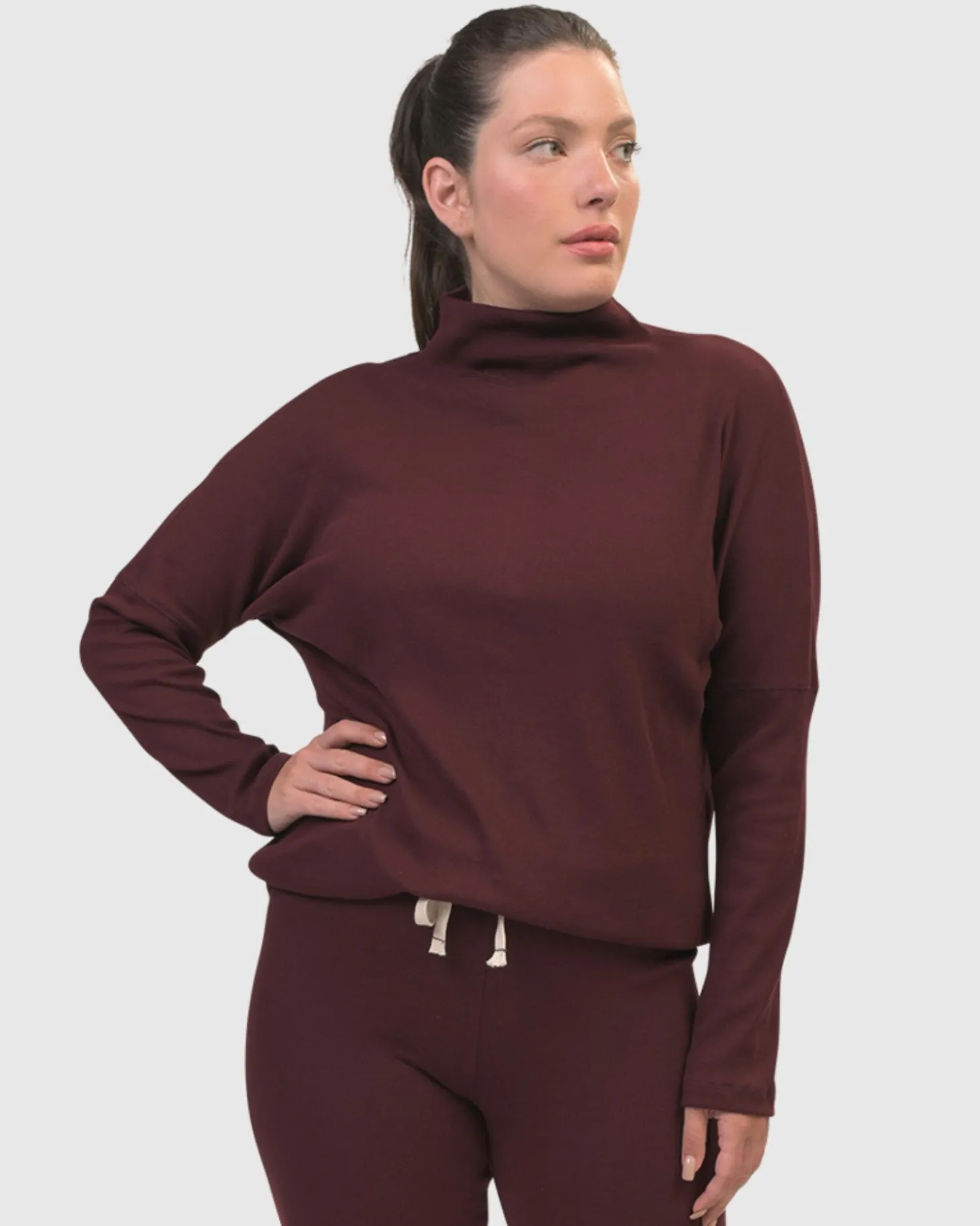 Women Alembika Zen Drawstring Sweatshirt, Wine
