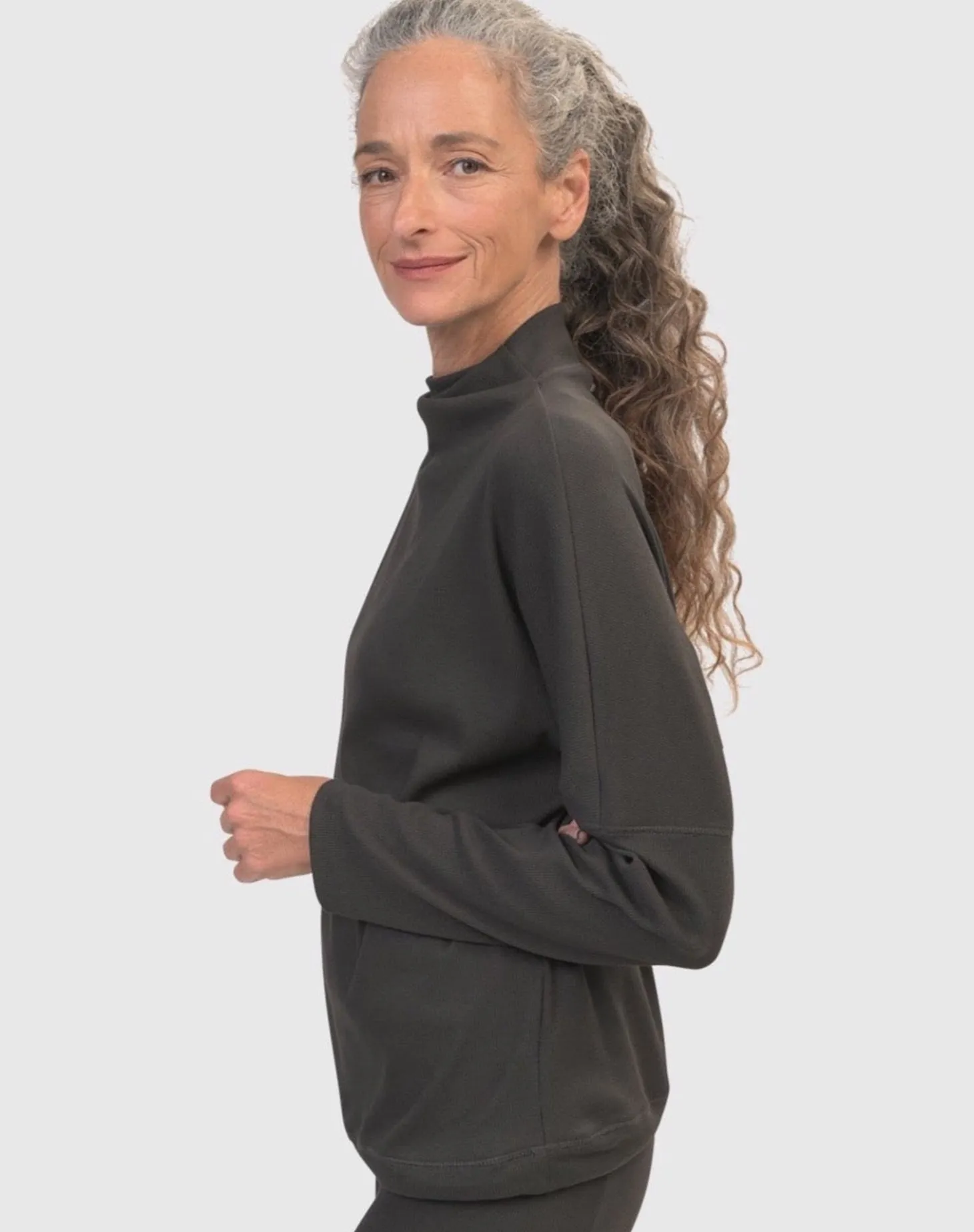 Women Alembika Zen Drawstring Sweatshirt, Charcoal