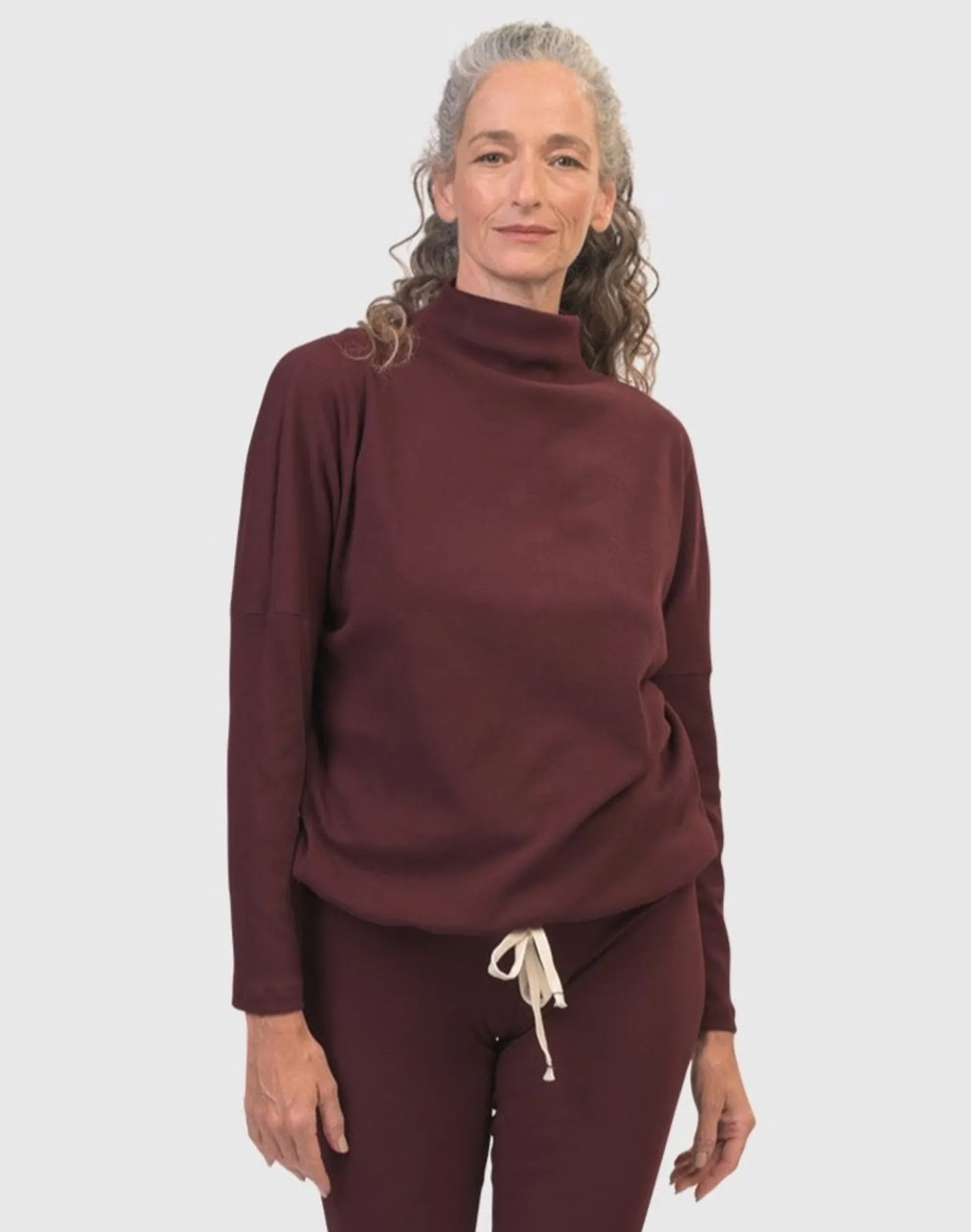 Women Alembika Zen Drawstring Sweatshirt, Wine
